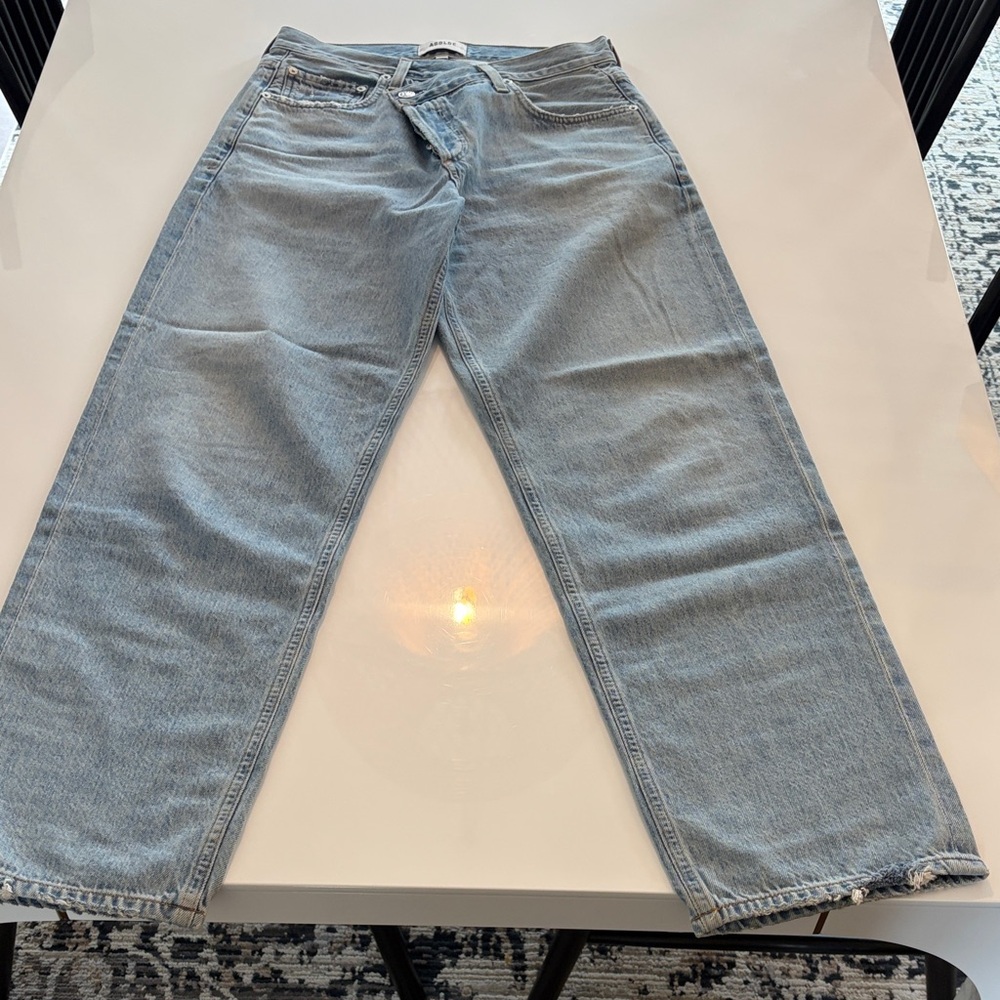 Agolde Arc Criss Cross Light Wash Straight-Leg Jeans